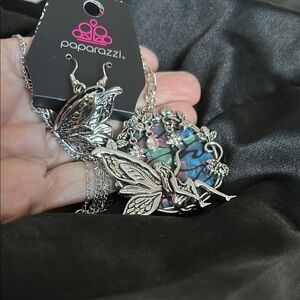 Paparazzi Silver and Blue Necklace Intricate Design